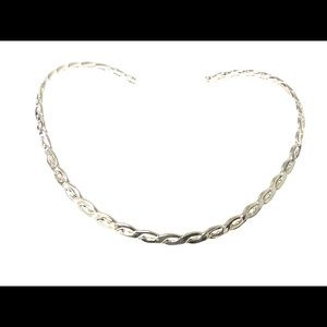 NWT Silver Plated U-Neck Solid Silver Braided Choker Necklace JN 7607S